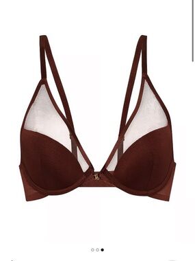 Victoria’s Secret Sheer Reveal Lightly Lined Plunge Bra - Mesh, Dark Chili